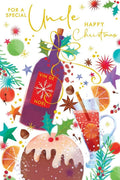 Christmas Card For Uncle 15x23cm Large Mulled Wine & Pudding Verse Inside