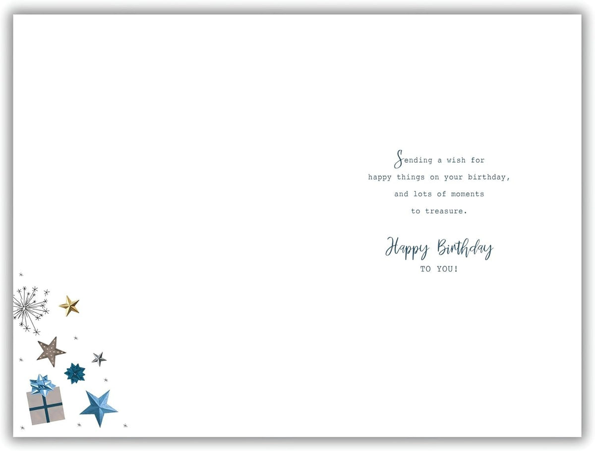 Birthday Card for Son-in-law  Stars & Gift Box  15x23cm  Colour Insert