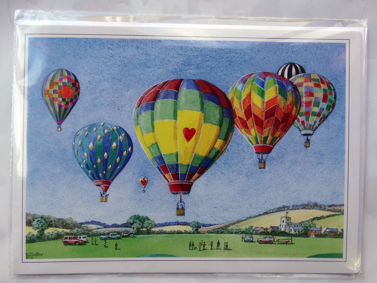 Up Up And Away Hot Air Balloon Design Open Blank Christmas Birthday Card