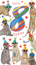 Age 8 Male 8th Birthday Card Meerkats 9" x 5" Lovely Verse