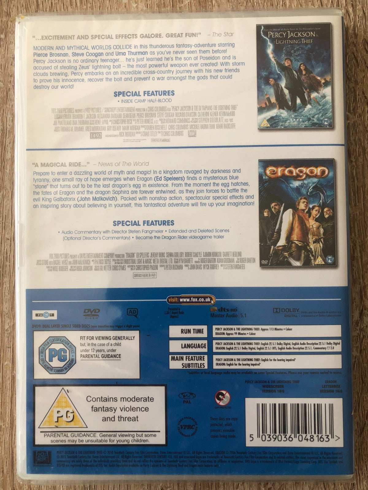 PERCY JACKSON AND THE LIGHTNING THIEF / ERAGON DVD Brand New Sealed UK R2