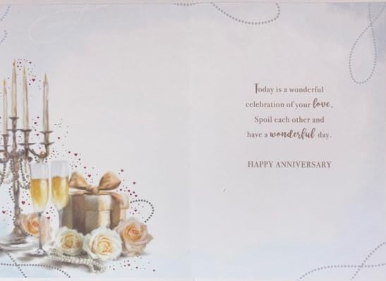 Pearl Anniversary Card 13cm x 19cm Champagne & Roses Verse Inside