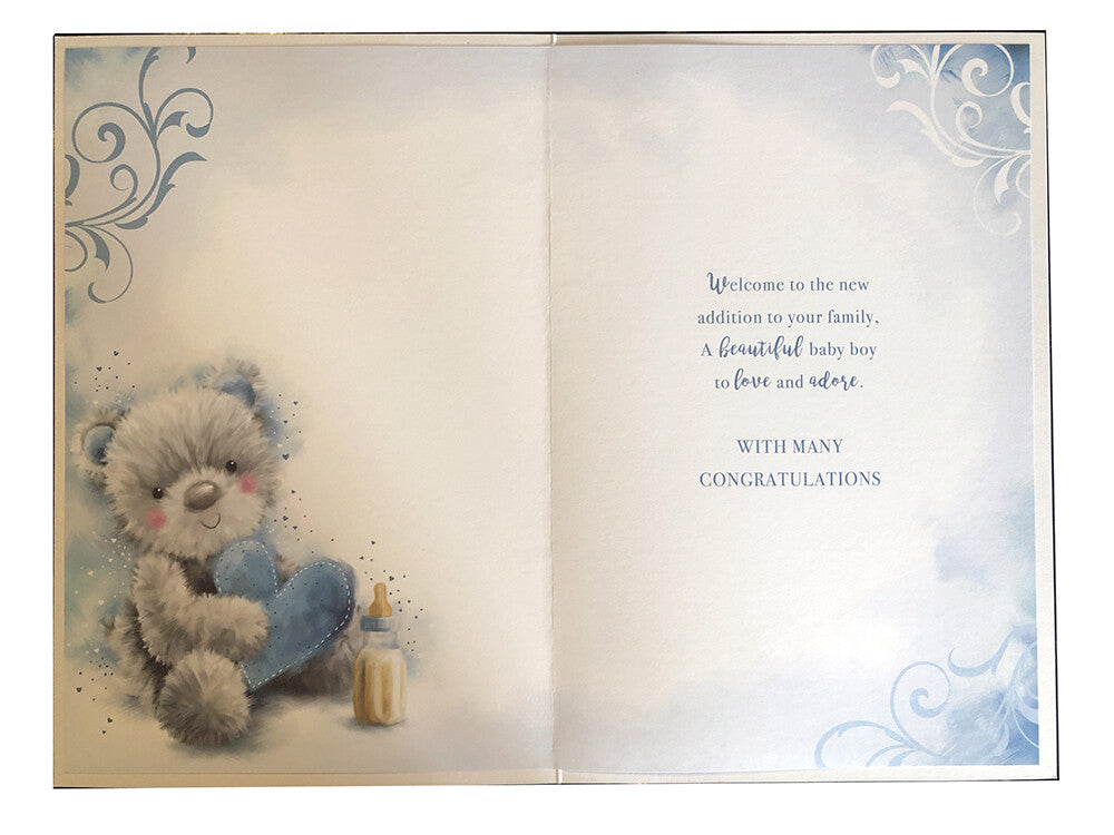 Birth Baby Boy Card Son & Daughter In Law Heart Design