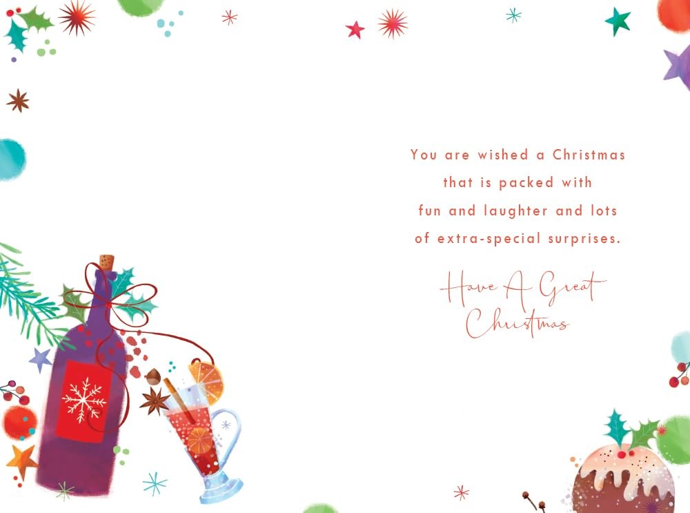 Brother Christmas Card Modern Red Wine Pudding 9" x 6" Lovely Verse