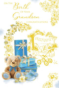 Birth Baby Grandson Card Gifts Foil Finish New Baby Lovely Verse