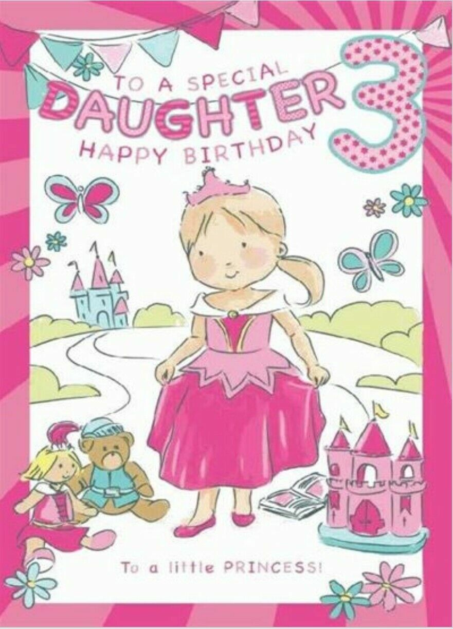 Daughter 3rd Birthday Card To A Special Large Colouring Activity Inside