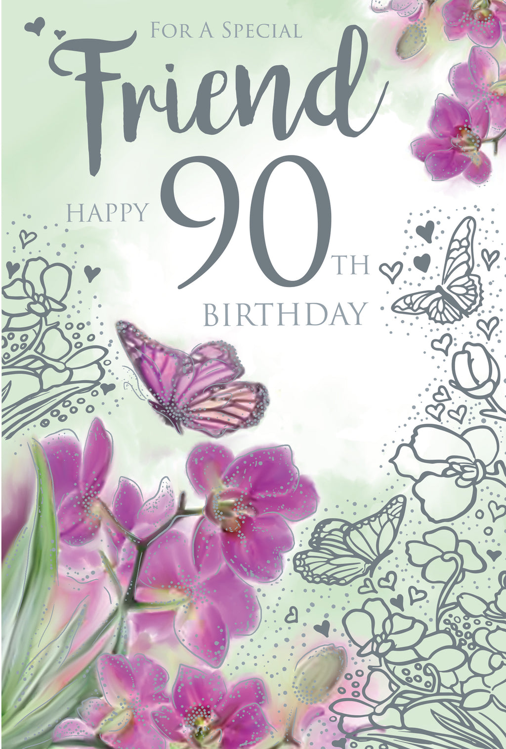 Friend 90th Birthday Card 90 Today Flowers Happy Lovely Verse