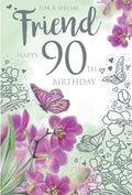 Friend 90th Birthday Card 90 Today Flowers Happy Lovely Verse