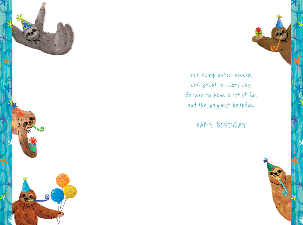 Nephew 5th Birthday Card Age 5 Sloths 9" x 6" Lovely Verse