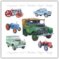 Vintage Tractor & Land Rover Greeting Card  16x16cm  Blank Inside  New