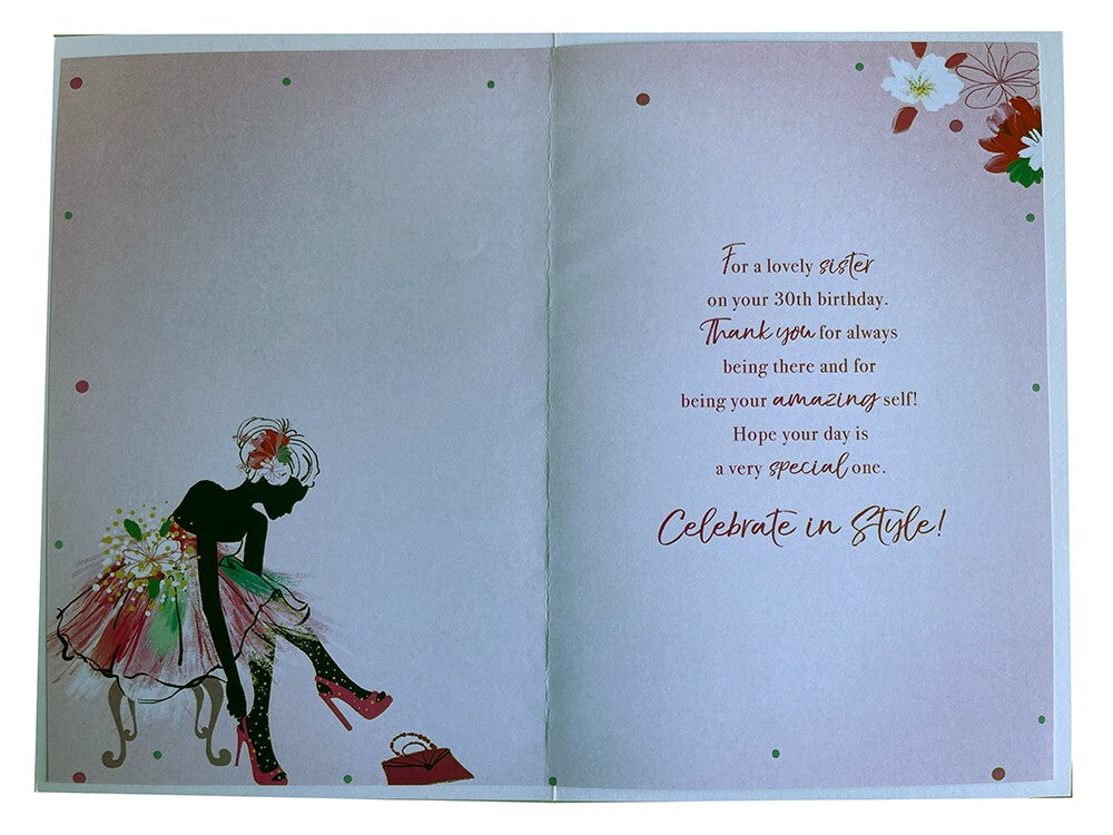 Sister 30th Birthday Card On Your 30 Today Happy Lovely Verse