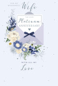 Wife Platinum Anniversary Card On Our 70th Flowers Happy Lovely Verse
