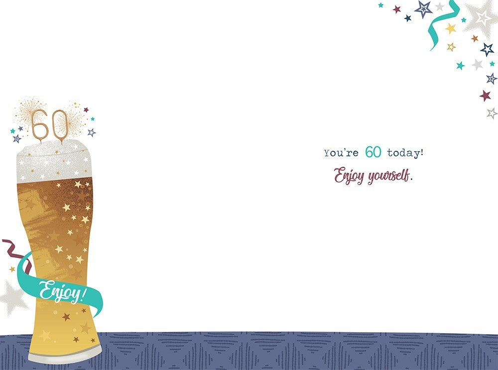 Happy 60th Birthday Card Cheers & Beers to 60 Years Pint Glass Modern Card