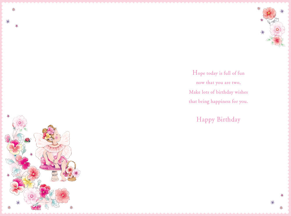 Niece 2nd Birthday Card Age 2 Pansy Fairy 9" x 6" Lovely Verse