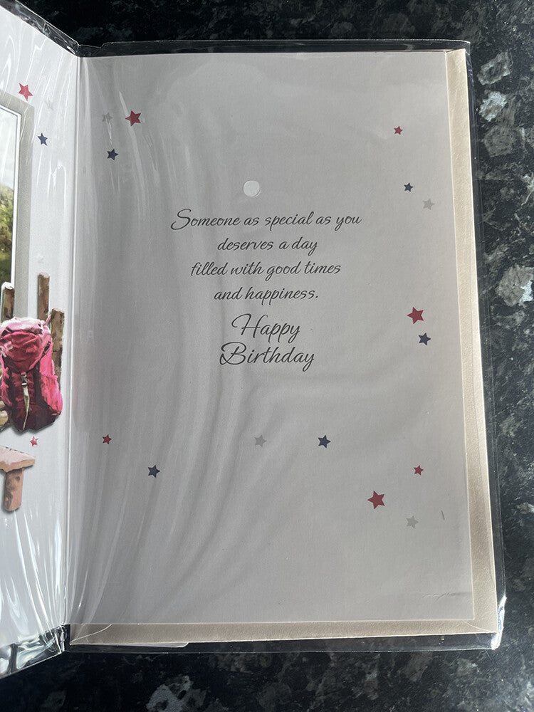 Grandad Happy Birthday Card Hiking Boots Binoculars Outdoors Rucksack