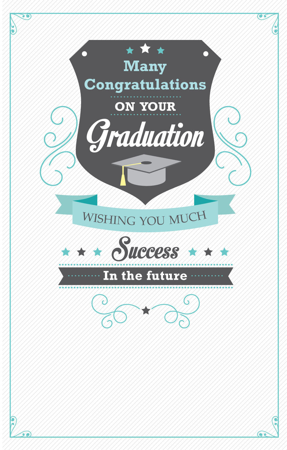 Many Congratulations On Your Graduation Success In The Future Shield Design Card