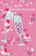 Happy Anniversary Card Glasses & Bunting Design Bright Modern