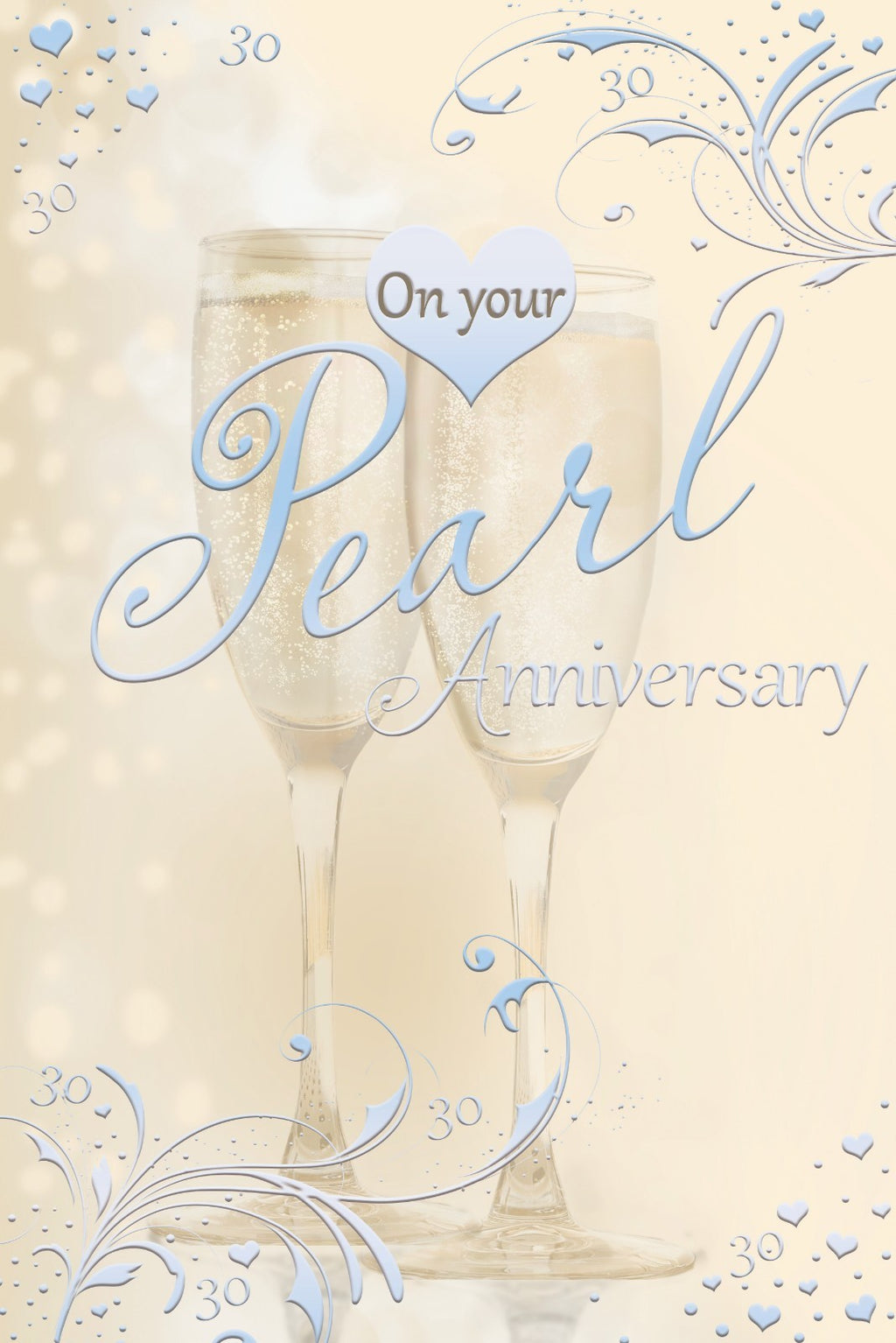 30th Pearl Anniversary Card On Your Champagne Design Greeting Lovely Verse