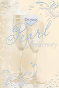 30th Pearl Anniversary Card On Your Champagne Design Greeting Lovely Verse