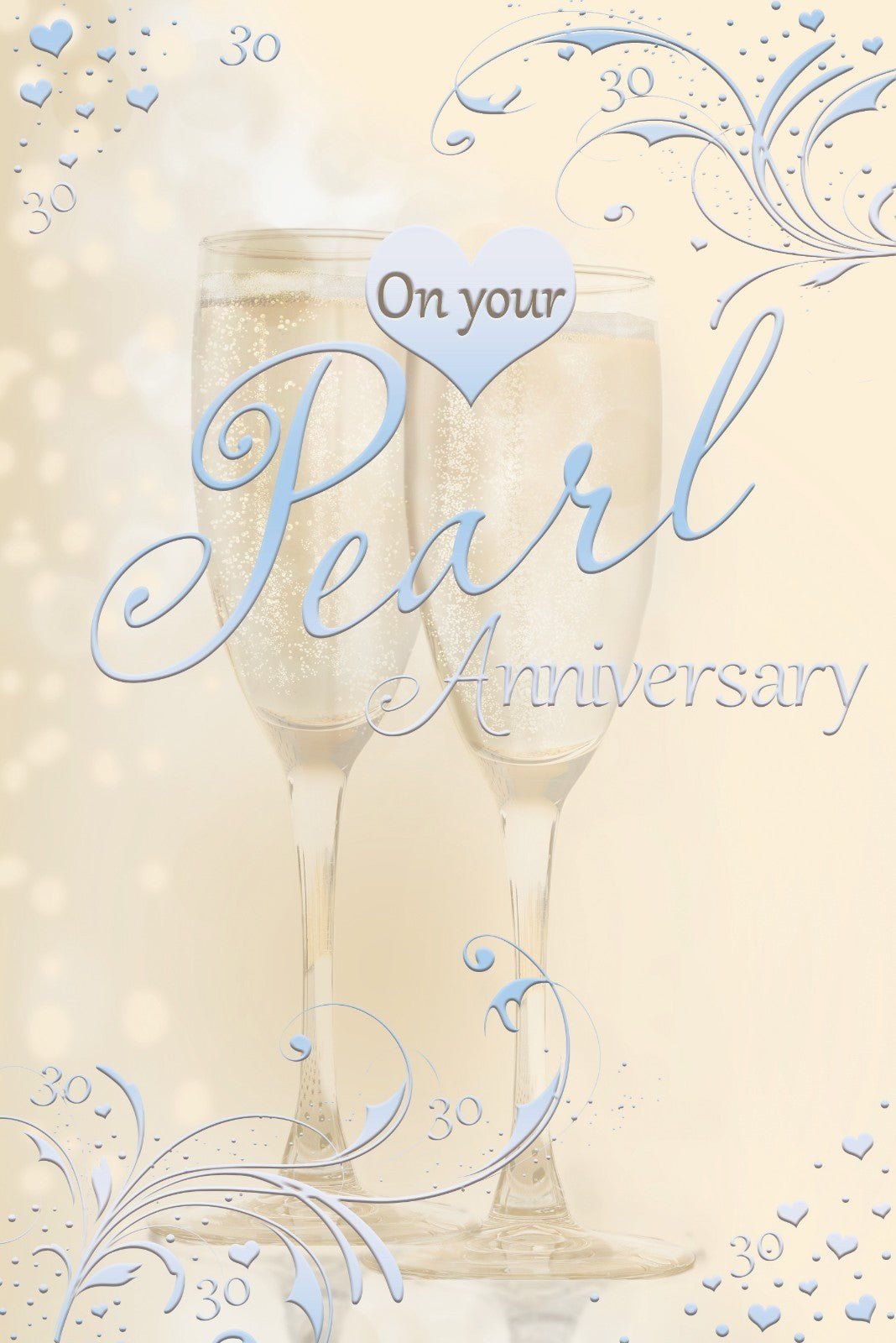 30th Pearl Anniversary Card On Your Champagne Design Greeting Lovely Verse