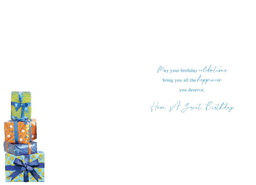 95th Birthday Card  Colourful Gifts & Balloons Design with Birthday Verse
