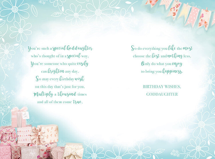 Goddaughter Happy Birthday Card Wishes Presents Gifts Pegs & Washing Line Design
