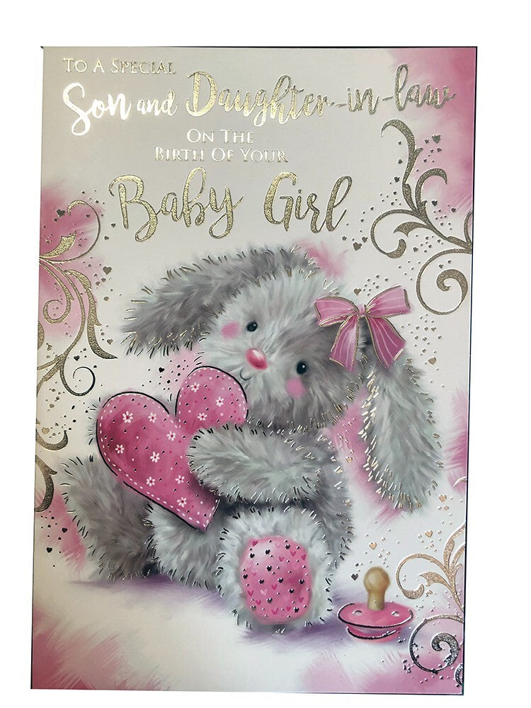 A Special Son & Daughter In Law On The Birth Of Your Baby Girl Heart Design Card