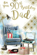 90th Birthday Card Dad - Armchair Record Player Design ~ Approx 6"x9"