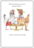 Funny Friendship Card Tea Party Chickens Birthday Thank You Quality Finish