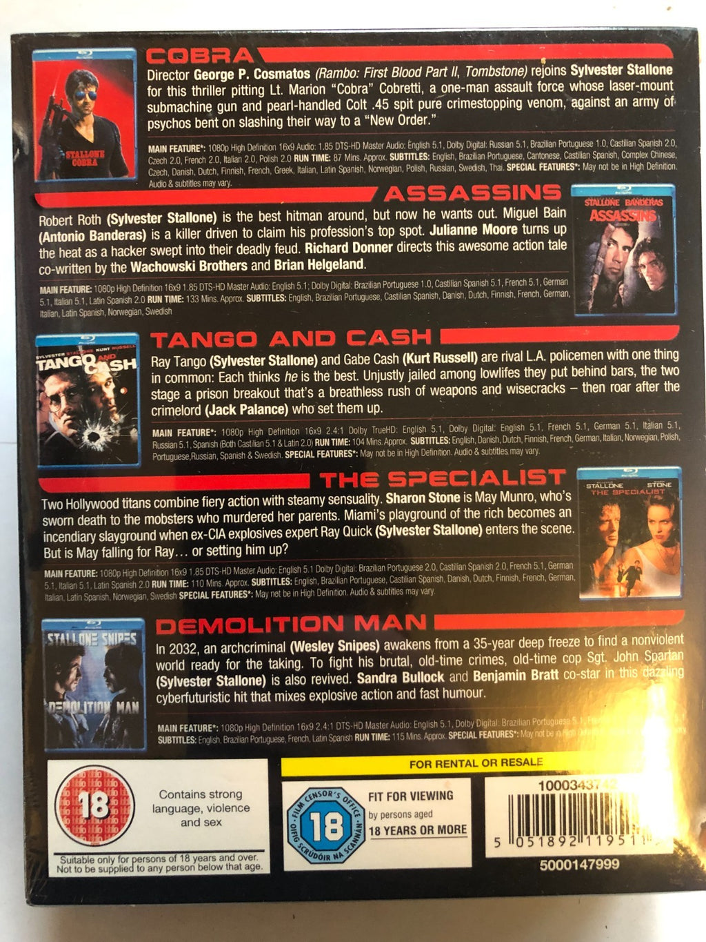 The Sylvester Stallone Collection (Blu-ray) New & Sealed 5 Films