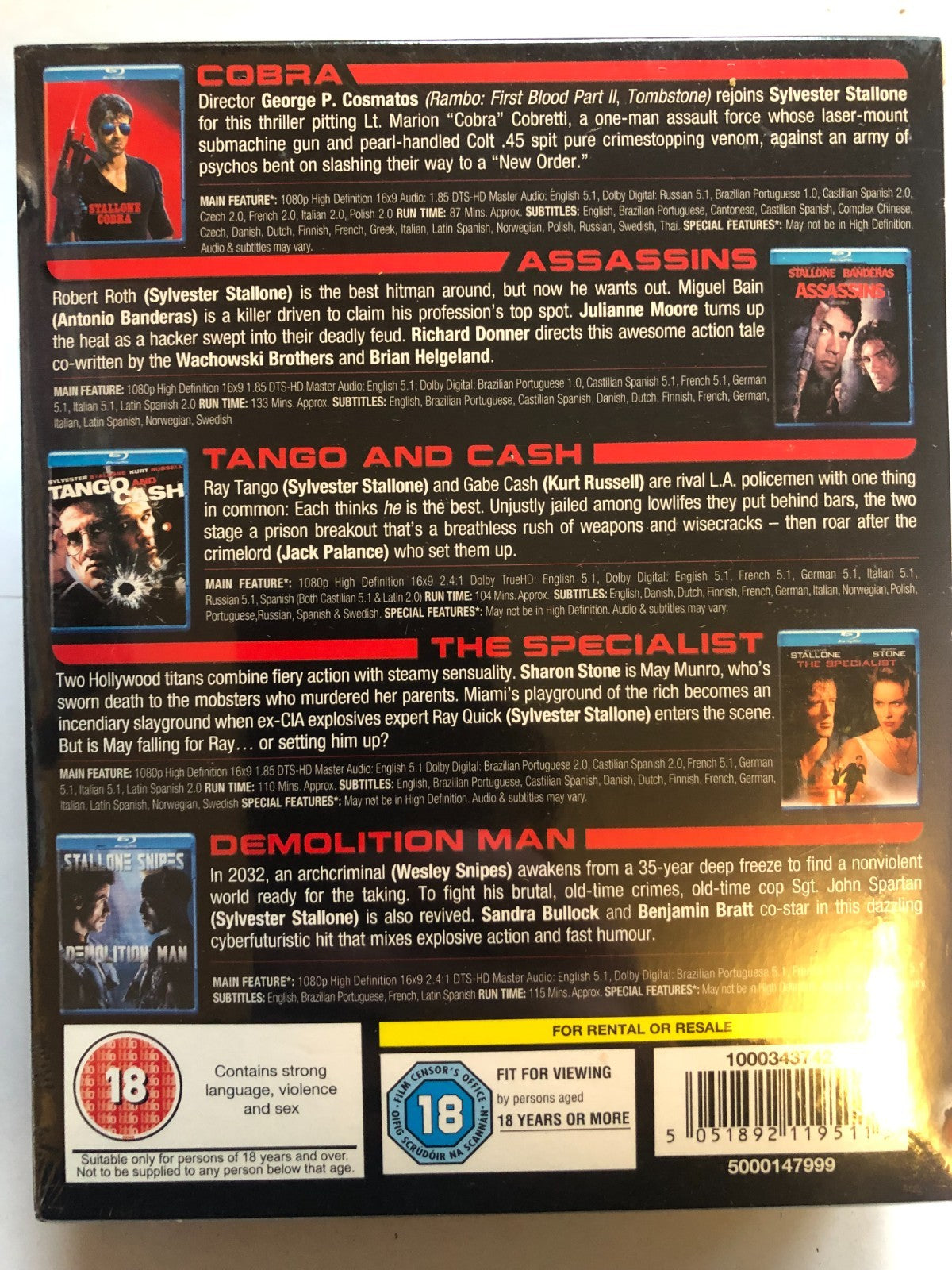 The Sylvester Stallone Collection (Blu-ray) New & Sealed 5 Films