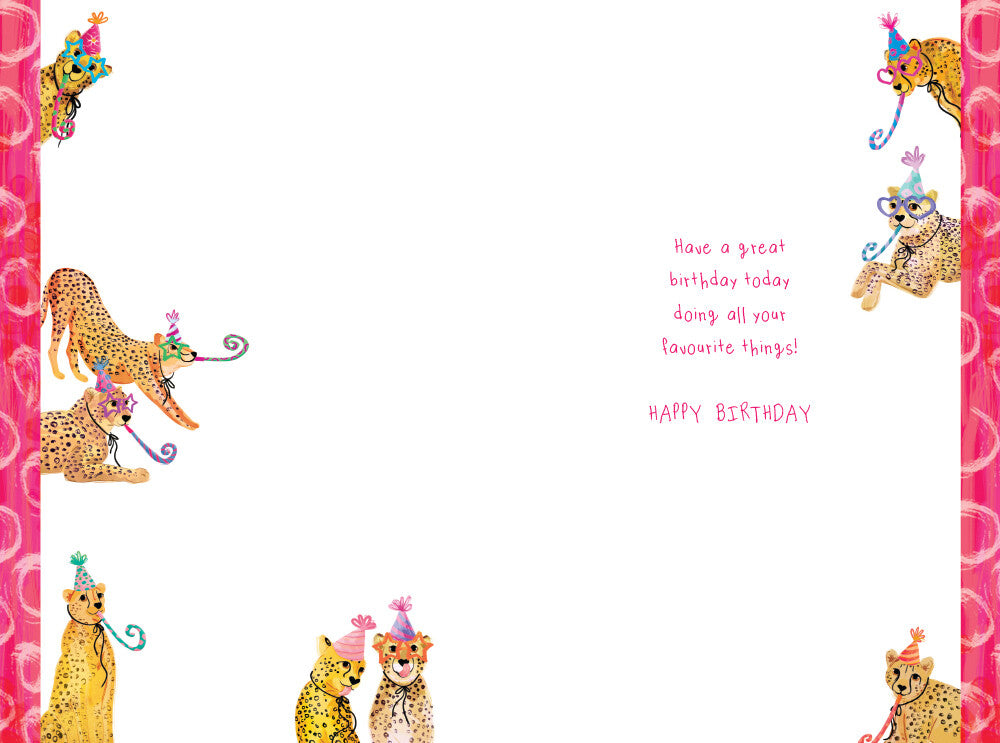 Granddaughter 9th Birthday Card Age 9 Cheetahs 9" x 6" Lovely Verse