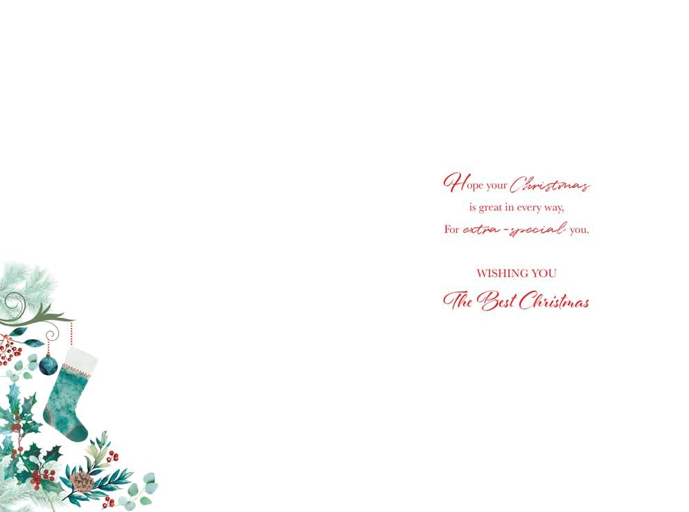 Christmas Card To A Special Dad Large Gold Star Stocking Holly 15x23cm