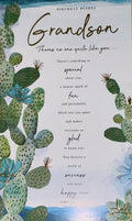 Grandson Birthday Card  Cactus Design & Sentimental Verse  15x23cm