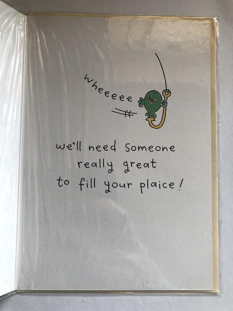 Good Luck Best Wishes Card Goodbye Bye Fishes Hook