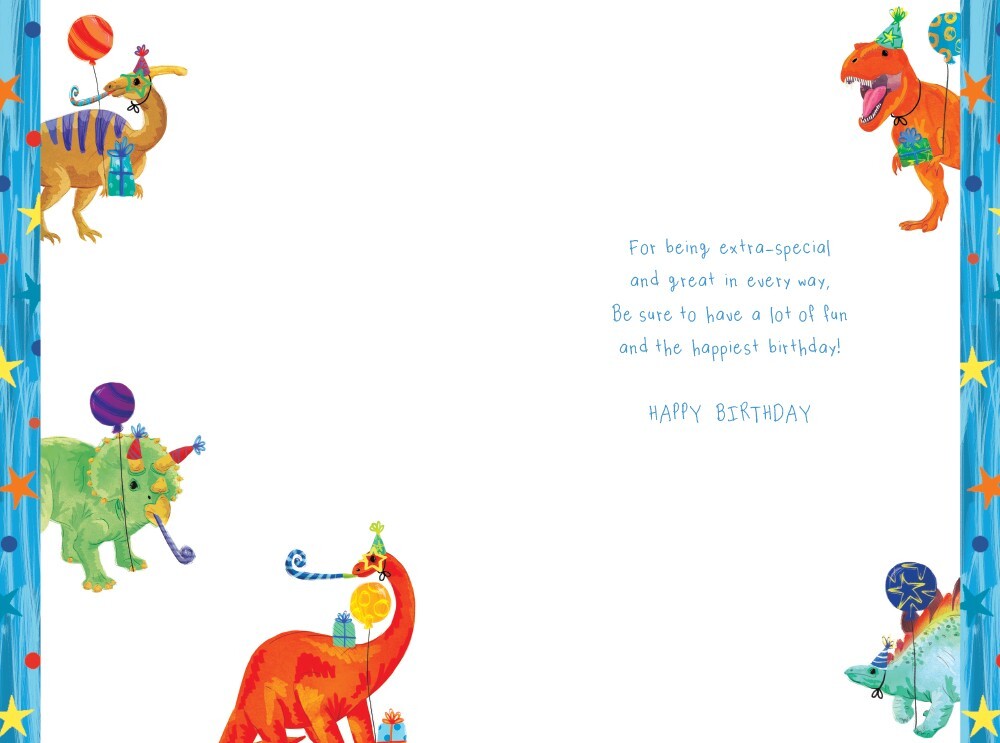 Grandson 5th Birthday Card Age 5 Dinosaurs 9" x 6" Lovely Verse