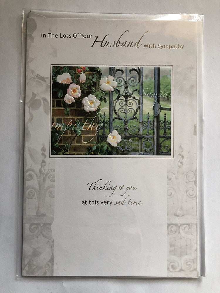 With Sympathy Condolence Card In The Sad Loss Of Your Husband Gate Flowers