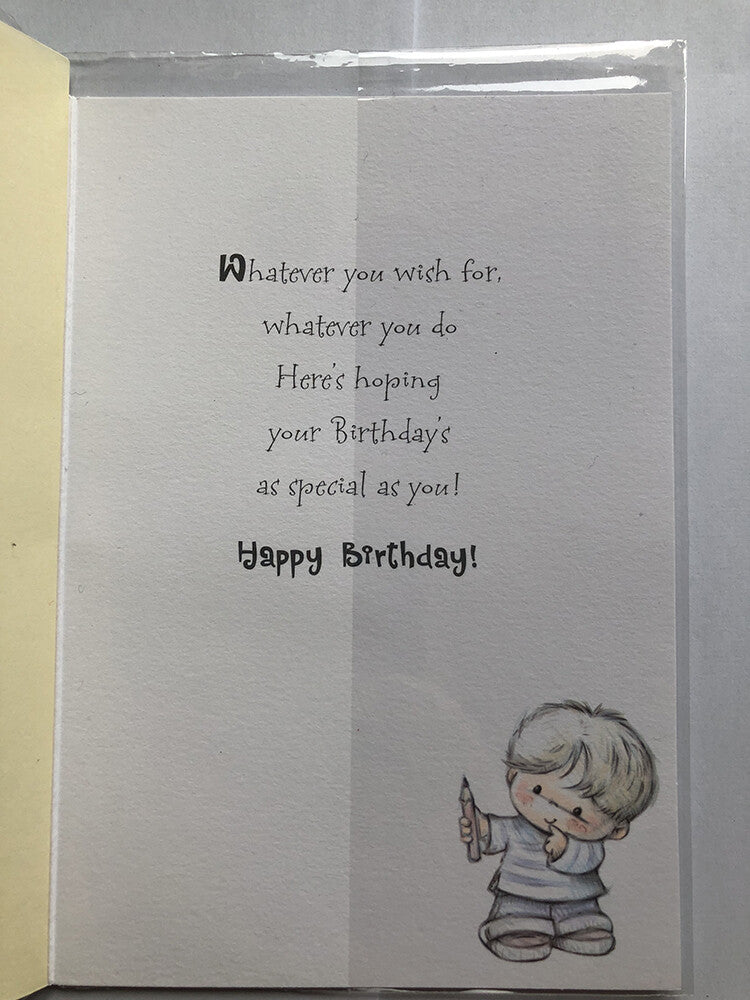 Daddy Happy Birthday Card Boy Drawing On Wall Cute Bear