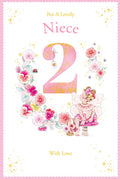 Niece 2nd Birthday Card Age 2 Pansy Fairy 9" x 6" Lovely Verse