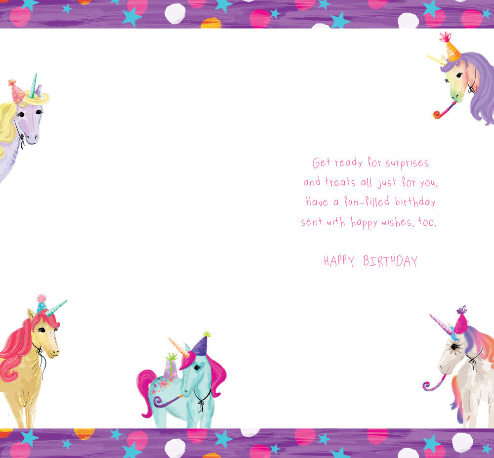 Age 5 Female 5th Birthday Card Unicorns 9" x 5" Lovely Verse