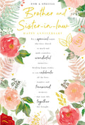 Brother & Sister in law Anniversary Card Flowers Foil Finish Lovely Verse