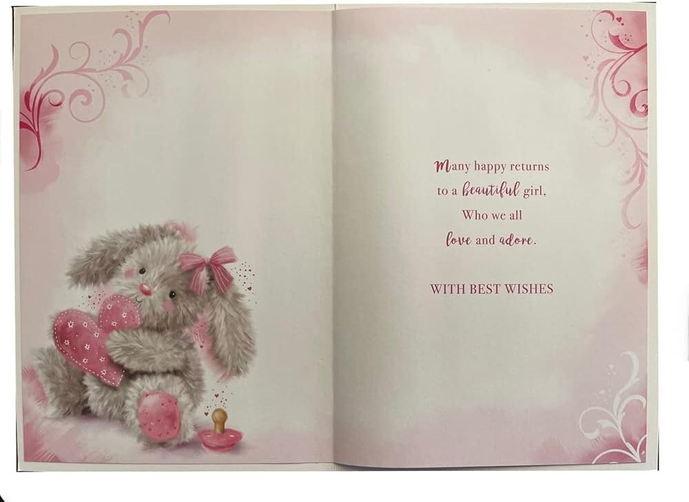 Great Granddaughter Birthday Card Cute Bunny Rabbit Heart Special Girl Verse