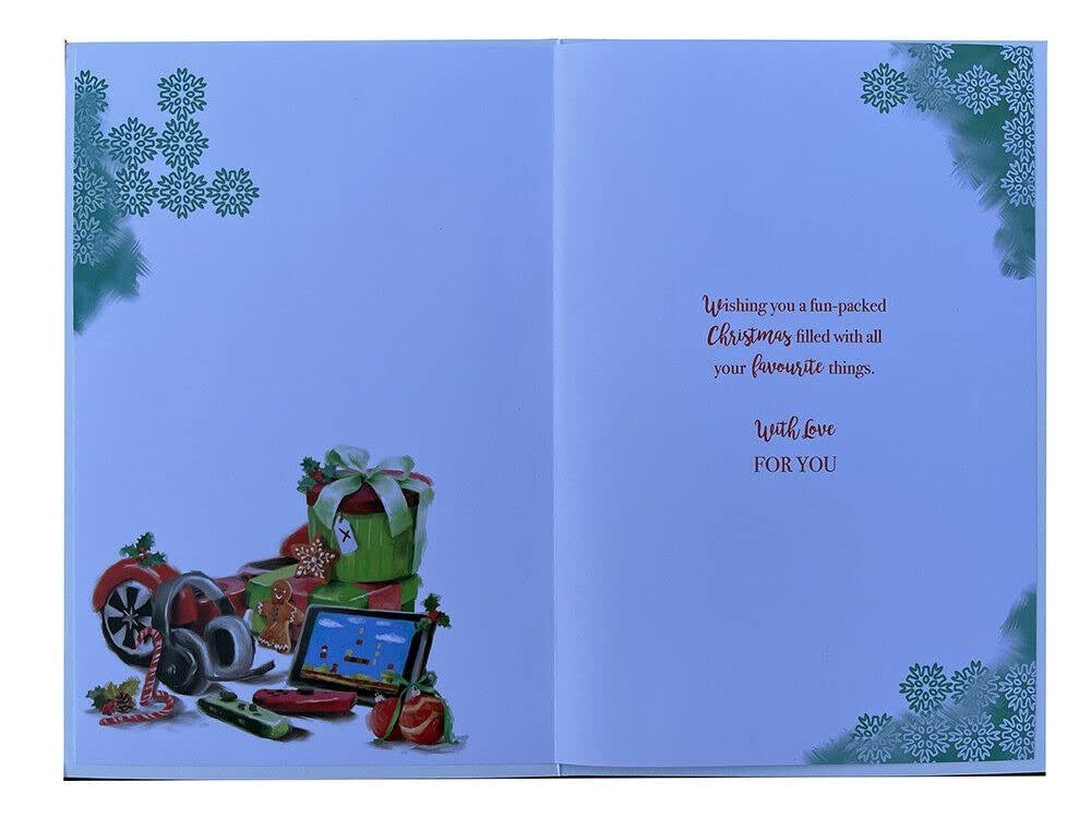 Special Son Christmas Card At Christmas Gaming Presents Design Lovely Verse