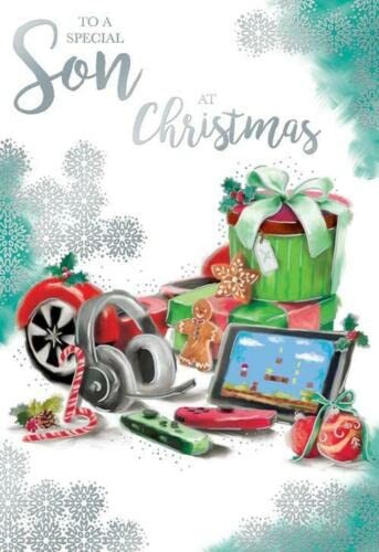 Special Son Christmas Card At Christmas Gaming Presents Design Lovely Verse