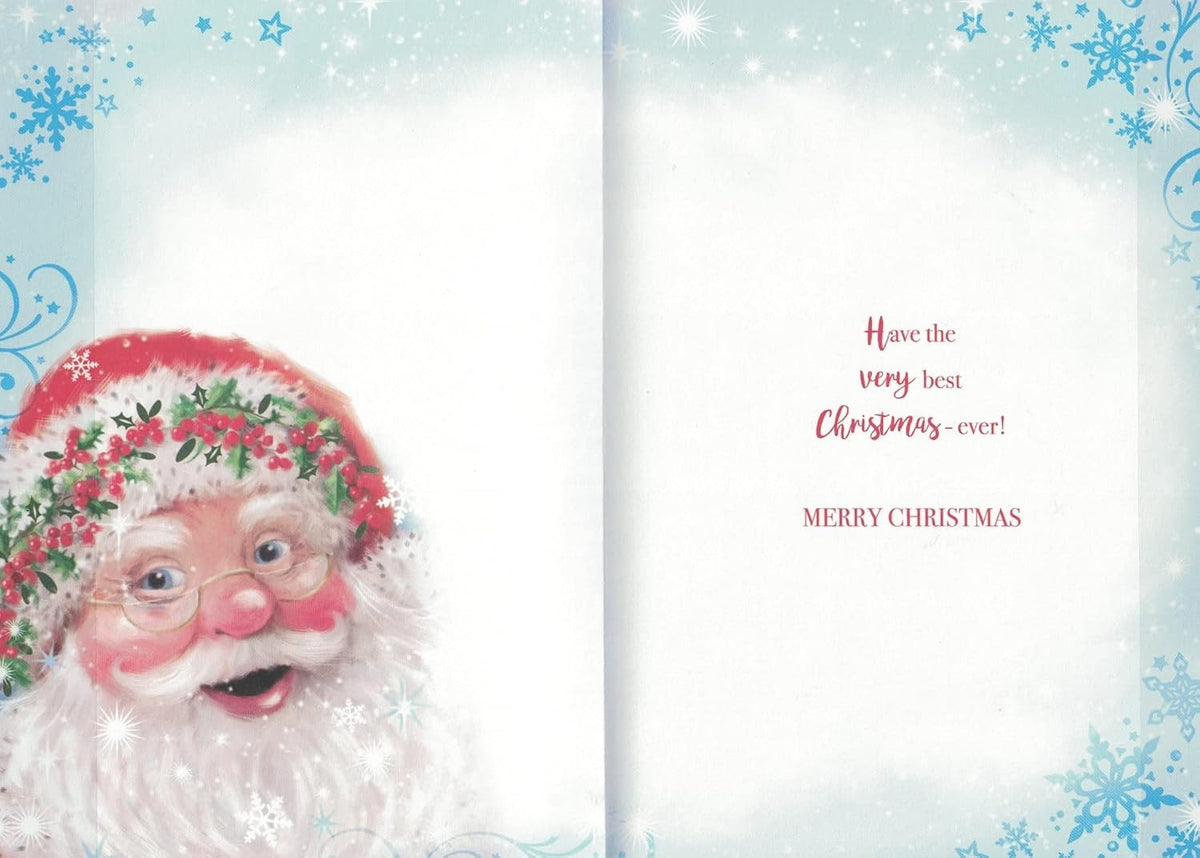 Son Christmas Card, Traditional Santa Design ,7.5 X 5.5 Inches Xa135