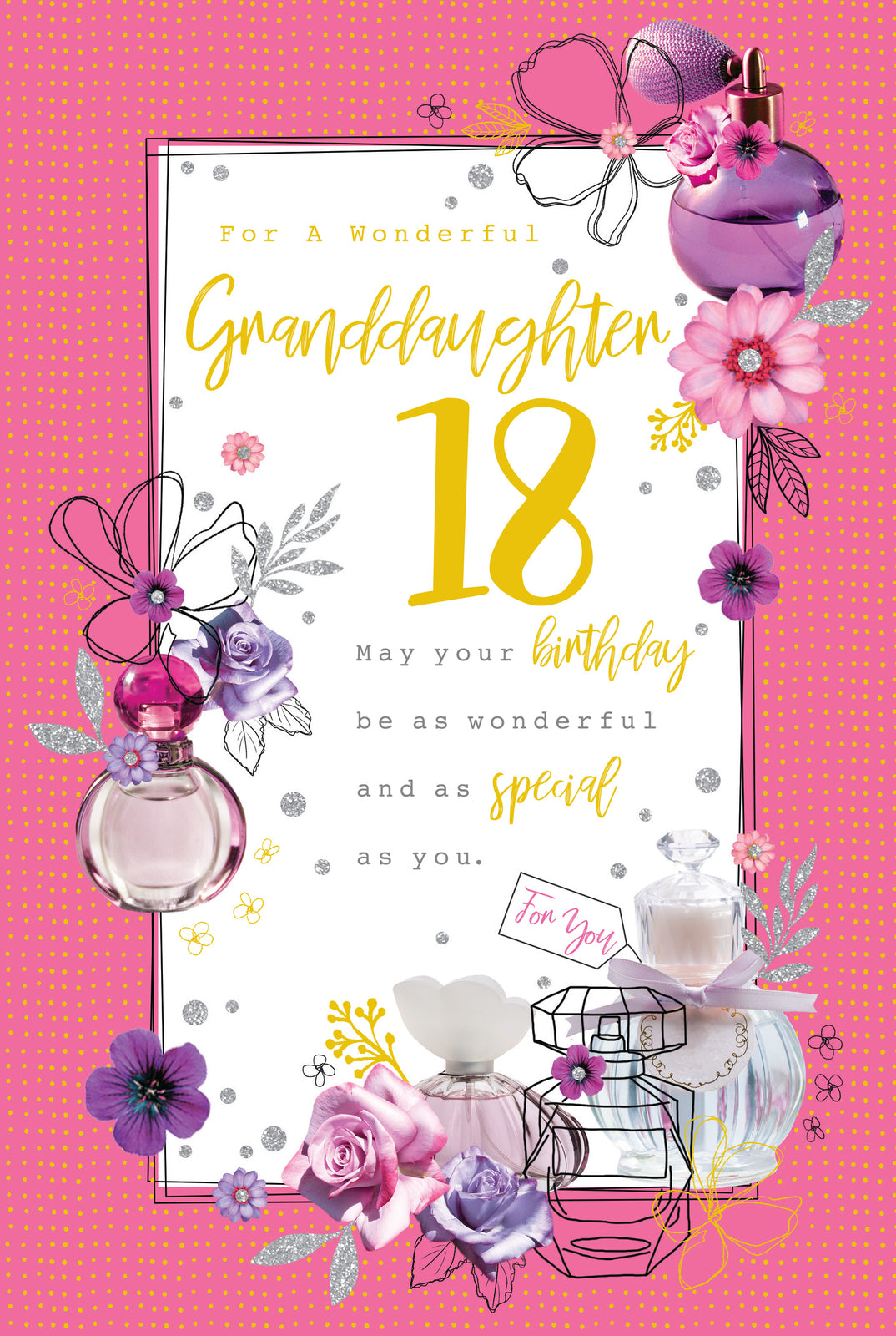 Granddaughter 18th Birthday Card Beautiful Perfume & Flowers Design Quaity Card