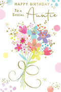 Auntie Happy Birthday Card  Bright Flowers & Bow Lovely Verse