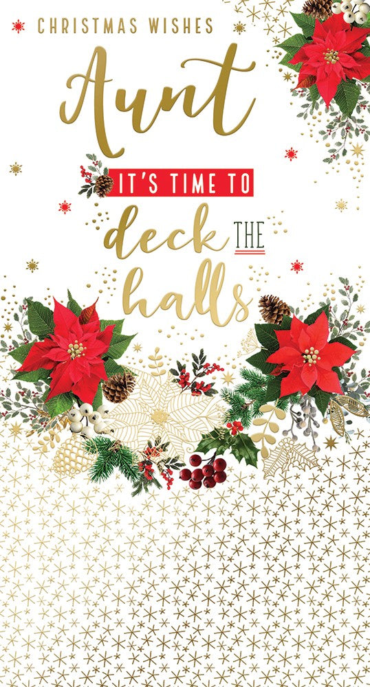 Aunt Christmas Card It's Time To Deck The Halls Bright Design