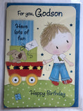 Godson Happy Birthday Card Cute Boy Train Cake Teddy Gifts