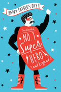 Fathers Day Card Open The Greatest No.1 Super Hero & Legend Lovely Verse